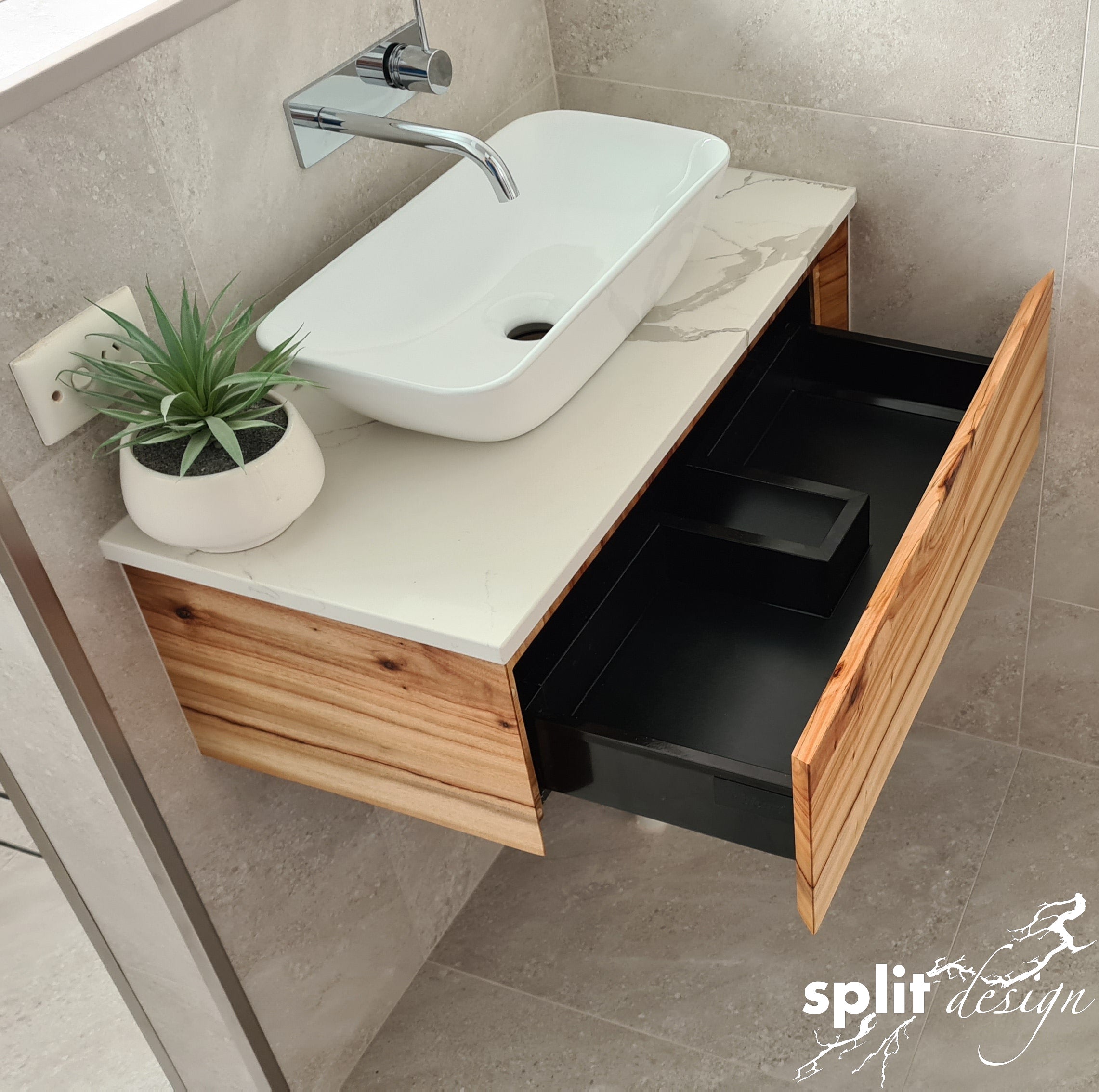Camphor Laurel Slimline Vanity Split Design Timber & Resin Designs