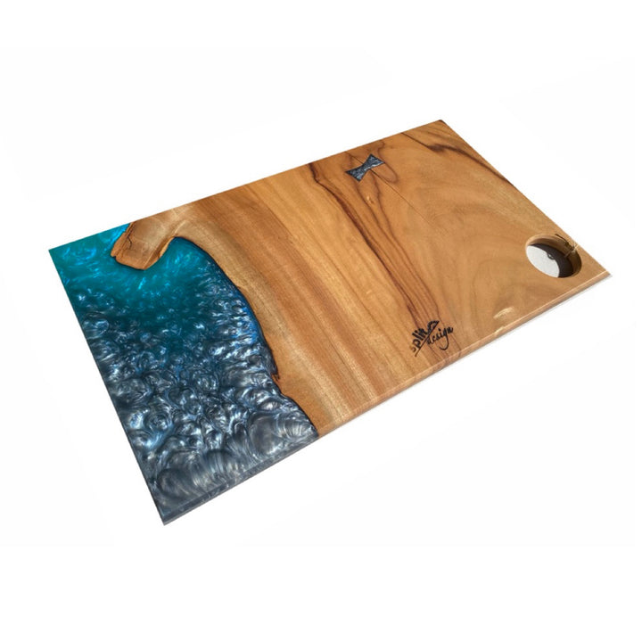 Camphor Laurel & Turquoise Resin Platter by Split Design Coffs Harbour