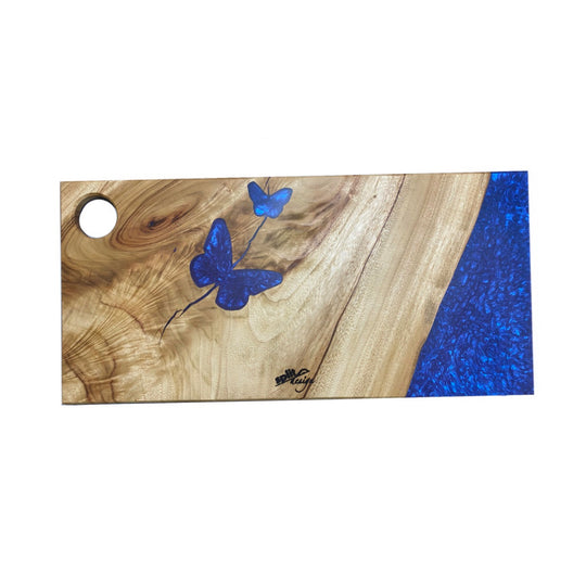Camphor Laurel & Purple Butterfly Resin Platter by Split Design Coffs Harbour