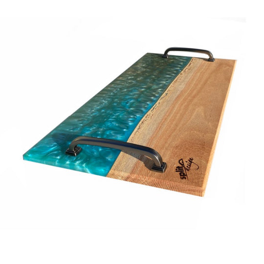 Silky Oak & Turquoise Resin Platter by Split Design Coffs Harbour