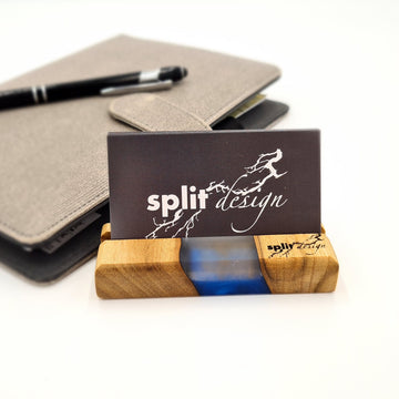 Camphor Laurel & Blue Resin Business Card Holder